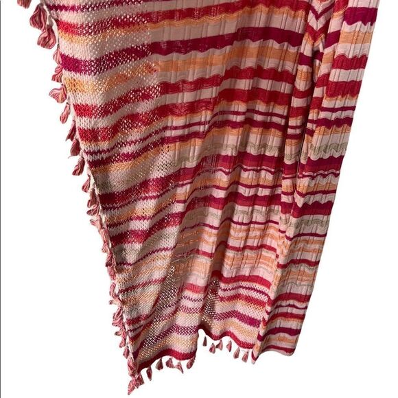 Chico’s Pink Wave Stripe Tassel Boho Open Front Cardigan Size XXL - Picture 9 of 12